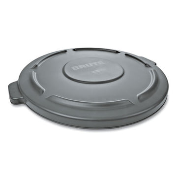 Rubbermaid® Commercial Round Flat Top Lid, For 32 Gal Round Brute Containers, 22.25" Diameter, Gray freeshipping - TVN Wholesale